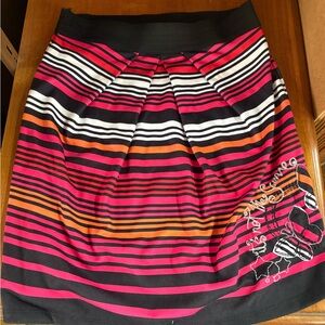Desigual Pink and Orange Striped Mini Skirt